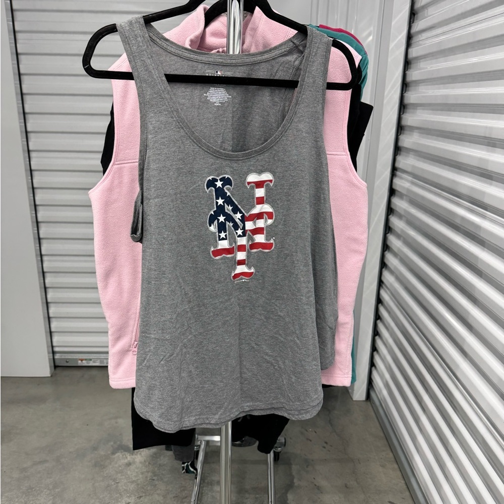Racerback Tank with New York Mets Graphic in Gray | size XXL